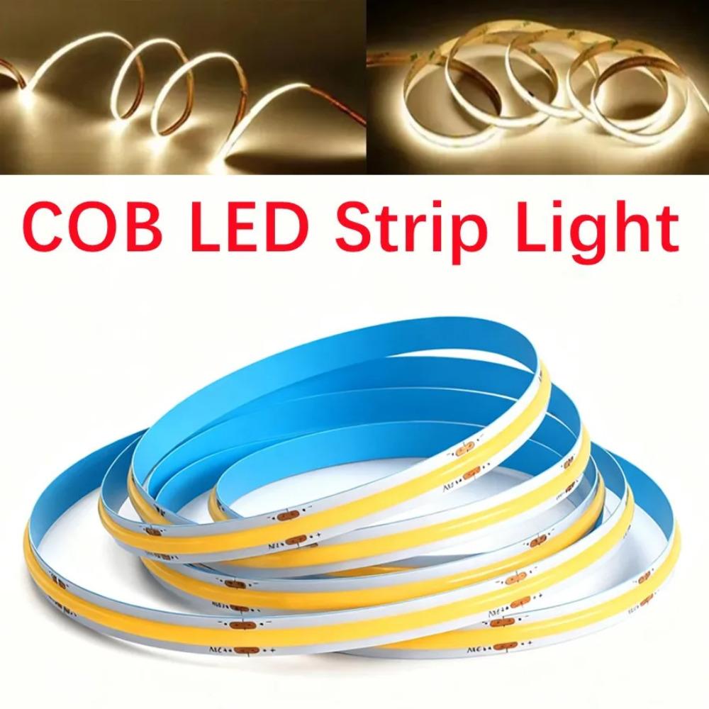 COB LED Strip Light DC12V 24V 16.4ft High Density Flexible Tape Ribbon 3000 4000K 6000K RA90 Led Lights Lighting 528 LEDs/m