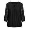 Women's Lace-Up Blouse, Loose Fit, Casual, Sheer Lace