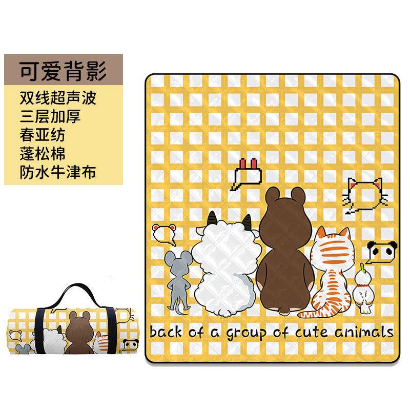 Ultrasonic Picnic Mat Thickened Camping Floor Mat Portable Beach Camping Mat Waterproof Outdoor Outing Cartoon Moisture-proof Mat