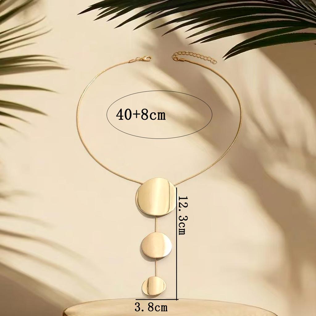 Metal Smooth Three-disc Y-shaped Necklace for Women's Niche Versatile and Elegant Women's Items