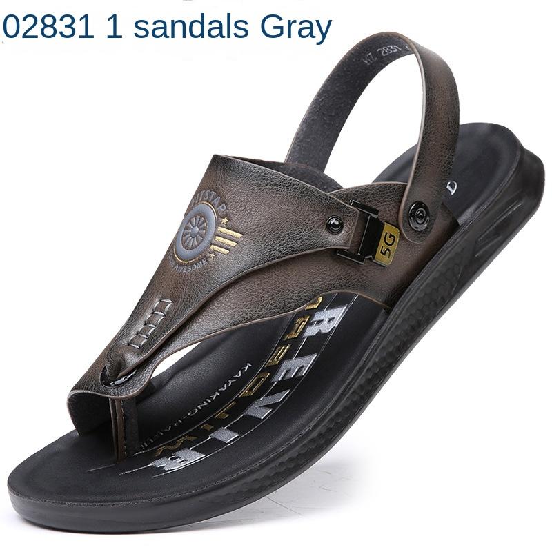 Men's Summer Fashion Genuine Leather Flip Flops Sandals Summer Outdoor Dual-use Sandals for Men High Quality Casual Beach Shoes