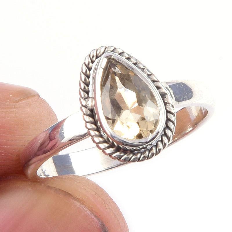 

Natural Citrine Gemstone Handmade 925 Solid Sterling Silver Ring Size 6 f5L99