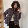 Sweet polka dot ribs hooded down cotton-padded clothes women's winter new short printed cotton-padded jacket