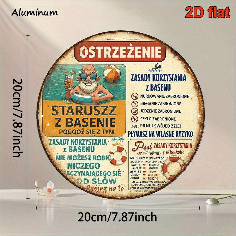 Vintage Pool Rules Round Aluminum Sign x Inch Durable Metal Wall Art for Outdoor Pool Safety Beach House BBQ Decor 20x20cm(8x8inch)