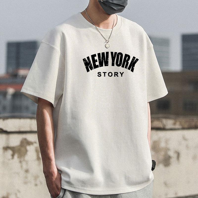 Loose Pure Cotton Men T-shirt O-neck Half Sleeves Casual Tee Man Hip Hop Pullover Shirt