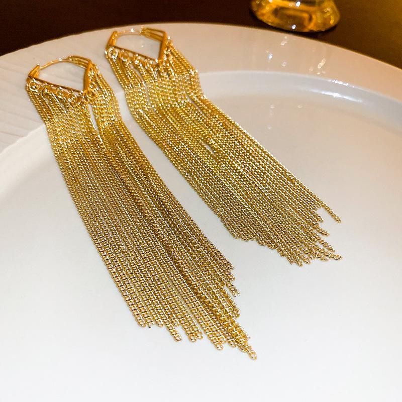 Kolczyki z frędzlami z liści cyrkonii Silver Needle: Wykwintna Moda, Lekka Luksusowa Wisząca Biżuteria.