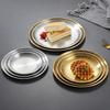 1 Pcs Thickened New Stainless Steel Disc Golden Cafe Tray Dining Disc Fruit Meat Dessert High Quality Round Plate Shallow Tray