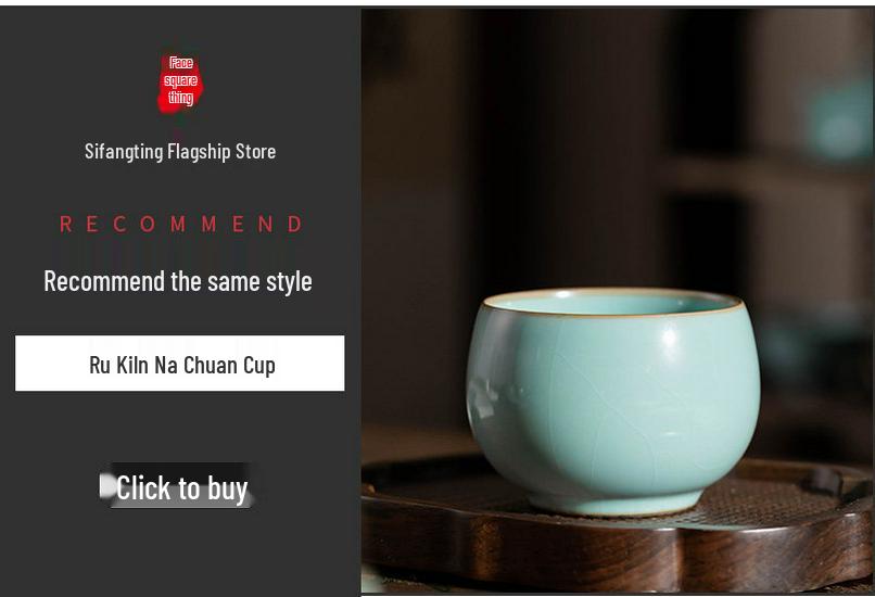 Ru Kiln Master Celadon Tea Cup: Handmade Retro Chinese Ceramic Cup in Gift Box