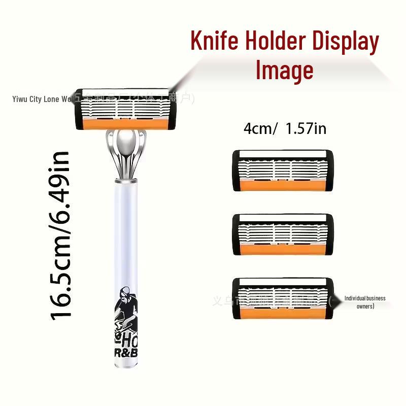 Manual Six-Layer Blade Razor for Men - Vintage Beard Shaver Holder