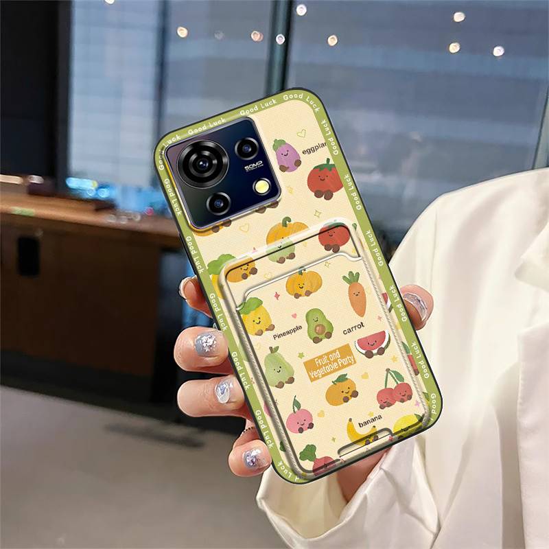 Card Slot Silicone Phone Case For ZTE Blade V50 Vita Fashion Design Dirt-resistant Waterproof Durable Anti-dust Card Bag