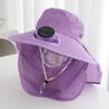 Spring and summer new striped sunscreen cap breathable shawl cap dry farm work tea picking cap solar charging fan sun hat