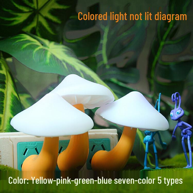 LED Sensor Mushroom Night Light - Yellow, Seven-Color Bedside Lamp