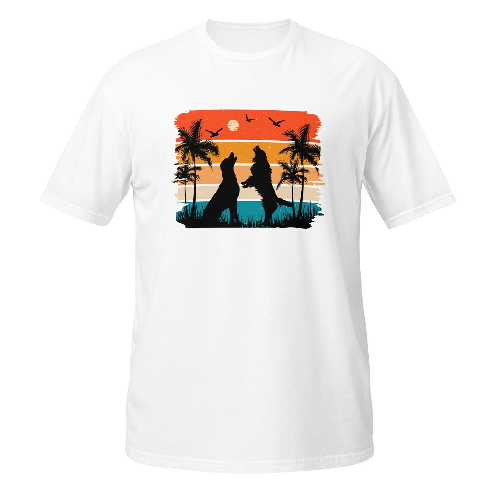 Retro Sunset Dog Unisex T-Shirt, twilight dawn dusk moonlight sunrise nature S