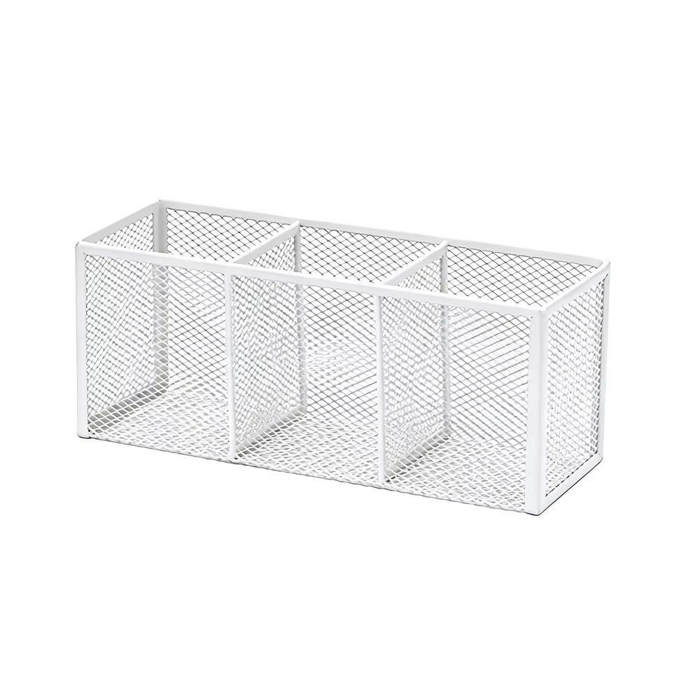 Modern Desk Display Holder 3/4/5/6 Grids Pen Storage Box Pencil Holder Home Use 3 Grids Silver