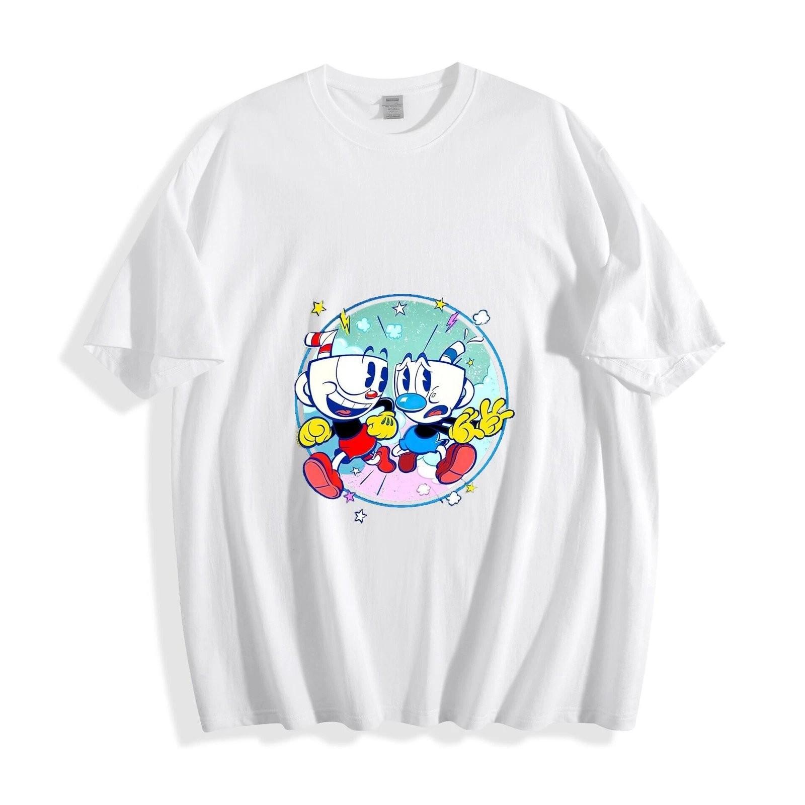 Cuphead Mugman Energetic Run Graphic T-Shirt S-5XL Unisex Vintage Cotton T-Shirt XXXXL
