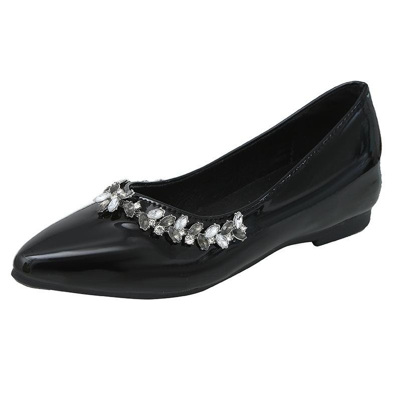 Rhinestone Pointed Flat Bottom Soft Sole Spring 2025 New Inner Height Increase Banquet Shallow Mouth Temperament Elegant Single Shoes