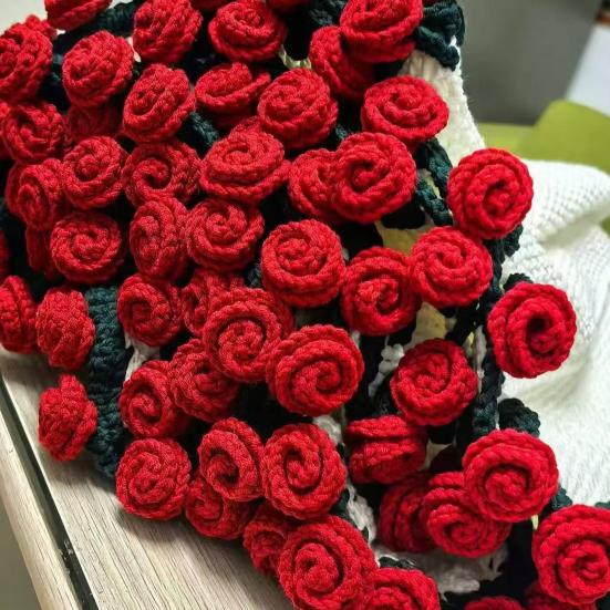 Crochet Rose Bouquet Blanket Handmade Flower Throw Blanket Crocheted Roses Blanket for Home Bed Couch Decor Anniversary Gift