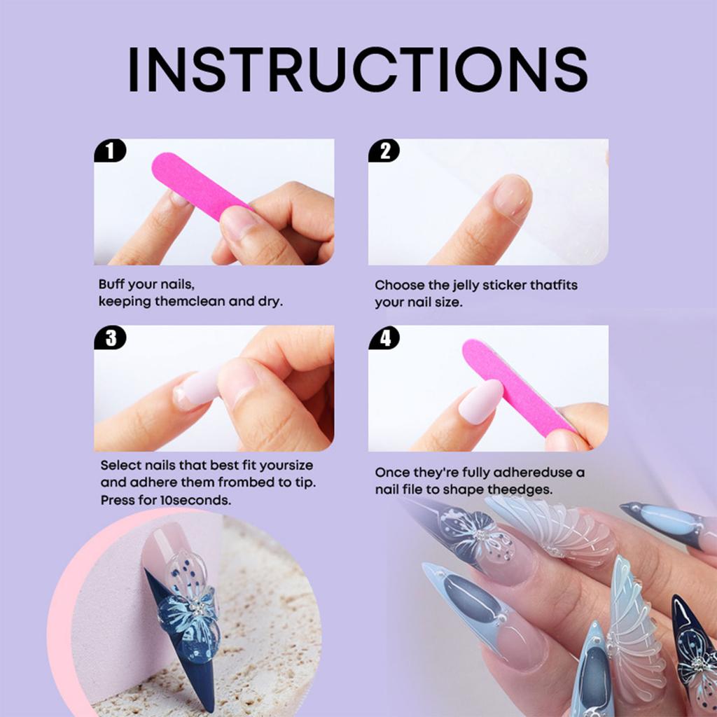 1 Set Almond False Nails Full Cover Stick on Nails 3D Flower Press On Nails French Artificial Nails Manicures Supplies