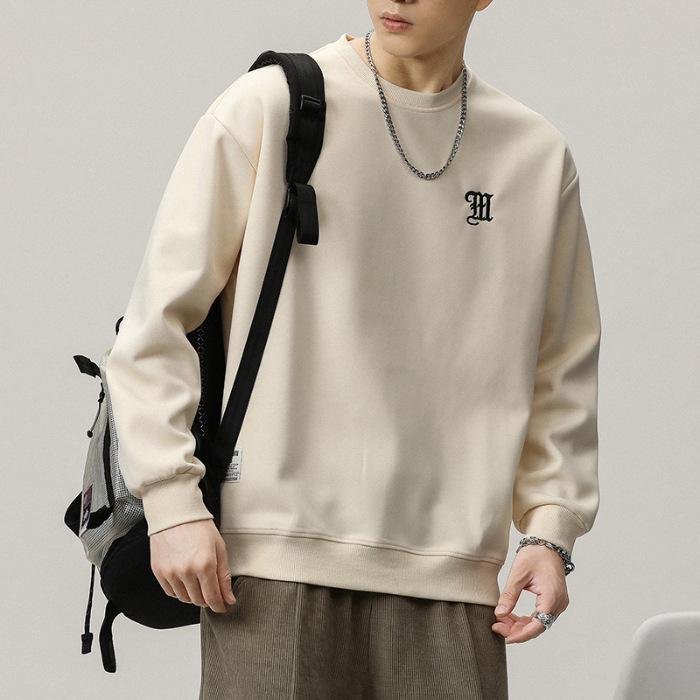 2025 A/W Men's Heavyweight Crewneck Sweatshirt: Trendy, Embroidered, Loose-fit, Versatile Casual Sportswear