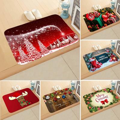 40x60cm Weihnachten Outdoor Fußmatte Frohe Weihnachten Baum Türmatte Rot Rutschfeste Bodenmatten Dekorative Eingangstürteppiche