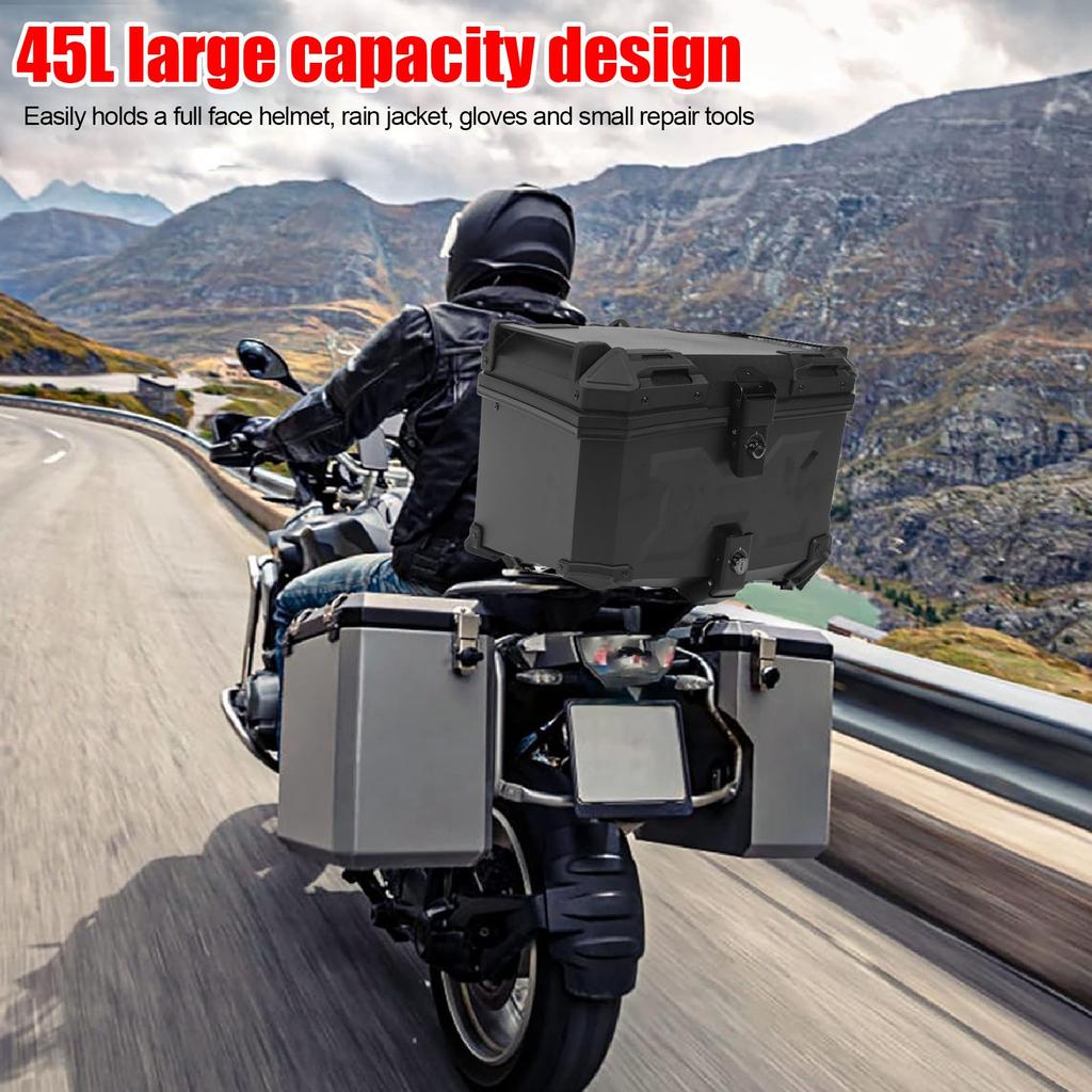 Rear  Box  Construction 45L Waterproof Motorcycle Rear Luggage Box Reflective Strips for Store Helmet Gloves Tools