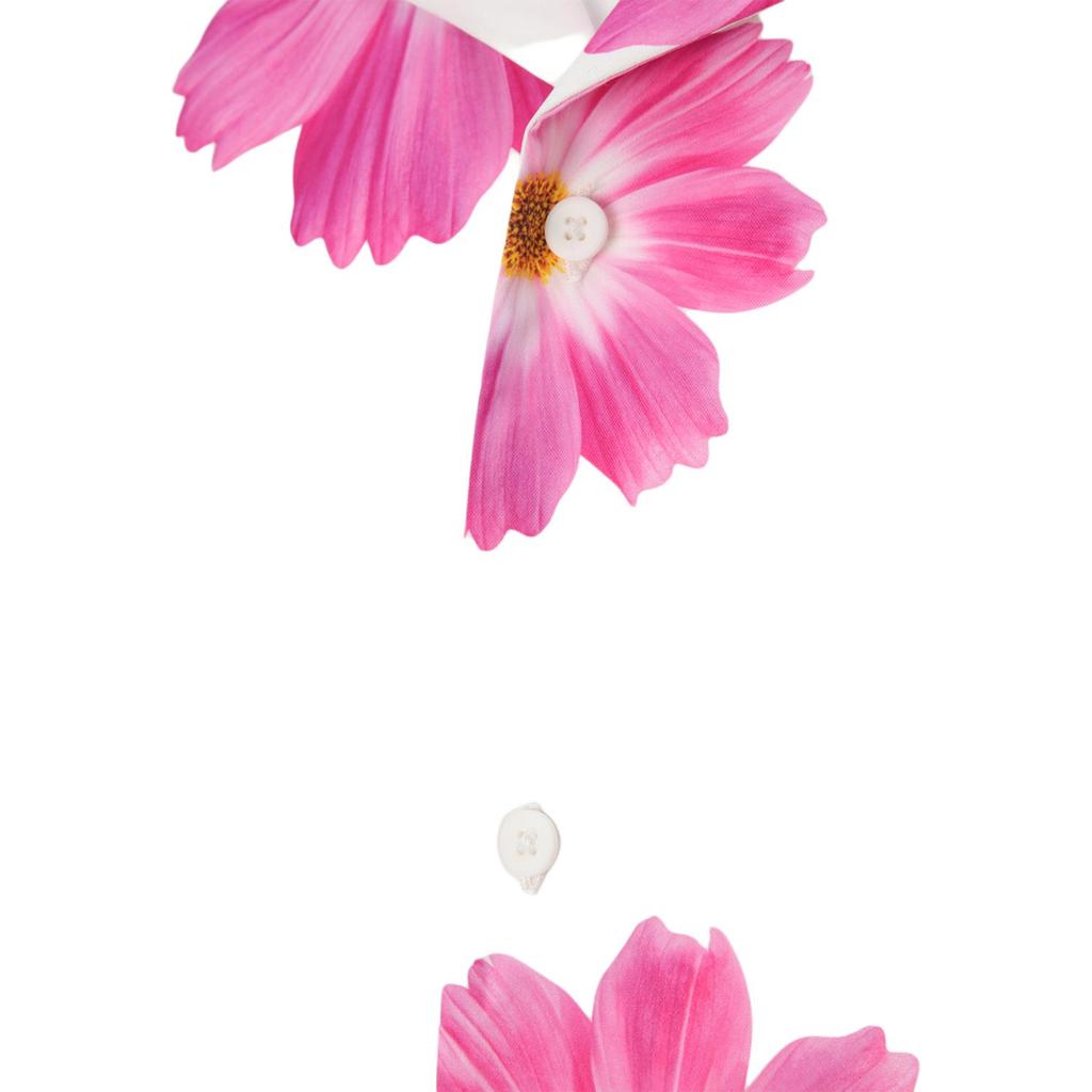 Li Ning Floral Print Polo Button Short Sleeve Shirt Unisex Shirts White ASHT217-1