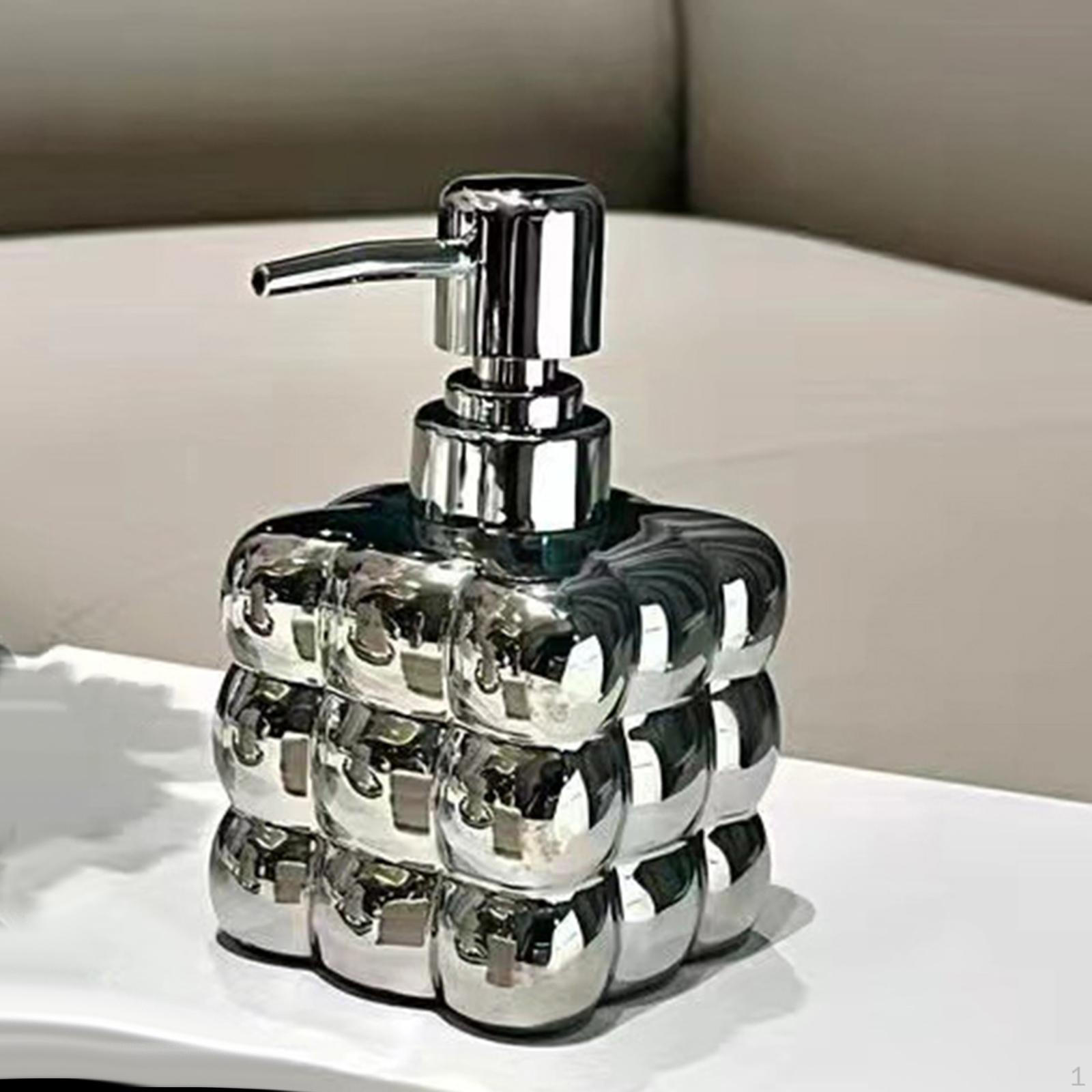 300 Ml Soap Dispenser, Lotion Liquid Container, Decorations, Empty Bottle Pump, Ceramic Argent