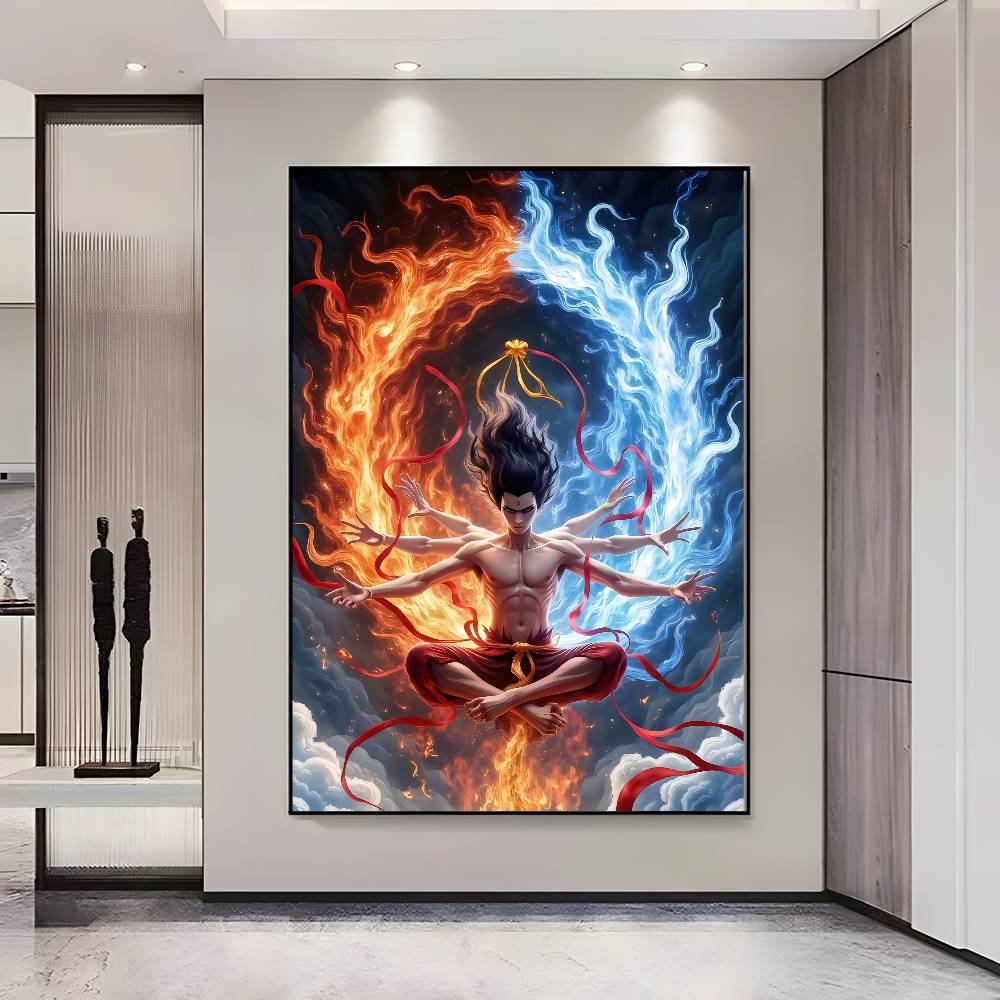 Chinese Anim Nezha Poster HD Posters Self Adhesive Waterproof Ideal for Living Room Bedroom Bar Decoration