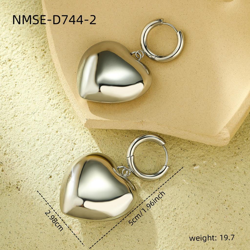 GEMCHIC Women's Heart Shape Stainless Steel Earrings Gold Silver Dangle Drop Jewelry