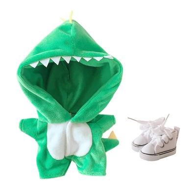 Niannyyhouse 20cm Doll Clothes, Stuffed Animal Coveralls + Shoes, 2-piece Set, Dinosaur Clothes, Cotton Doll Clothes, Pajamas, Doll Baby Clothes