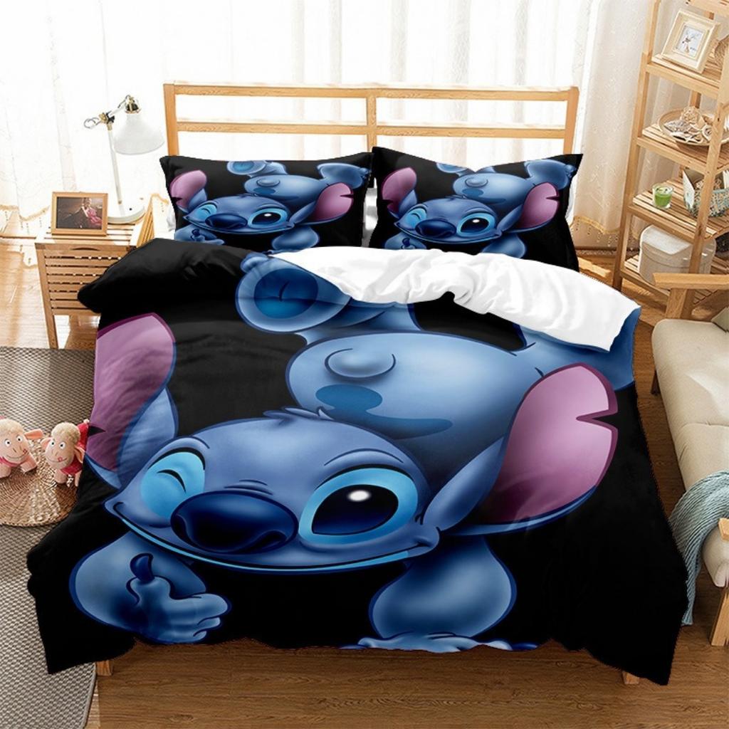 Hot Sale 3D Cool Stitch Cute Anime Kids Duvet Cover Sets Cartoon Bedding Set Children Room Bed Pillow Case for Teens Gifts