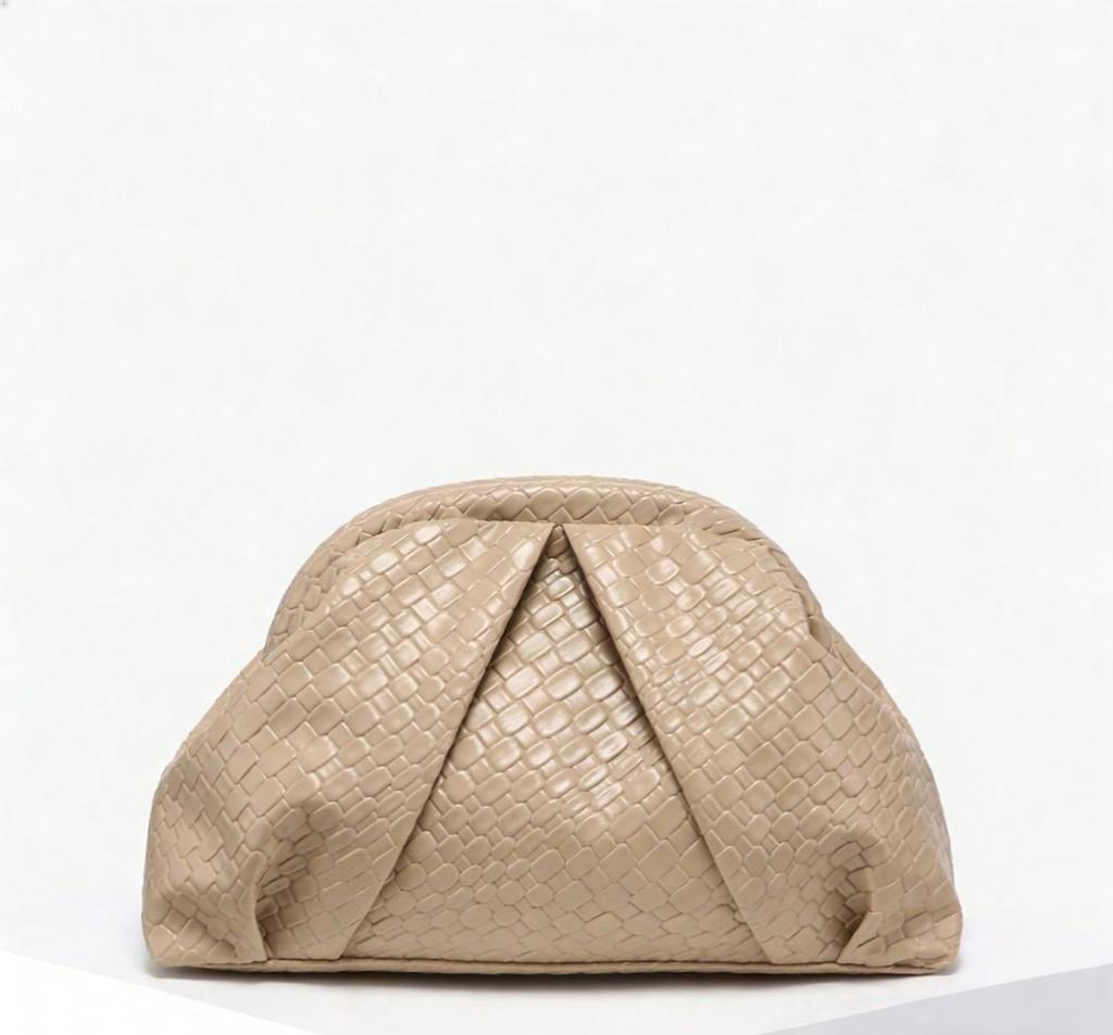 Nuovo stile borsa a mano plissettata rivettata da donna, pochette, borsa con cerniera, alla moda, casual, semplice, per il tragitto quotidiano, borsa da sera