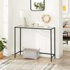 Console Table, Tempered Glass Table, Modern Sofa or Hall Table, Metal Frame, Adjustable Legs, For Living Room,