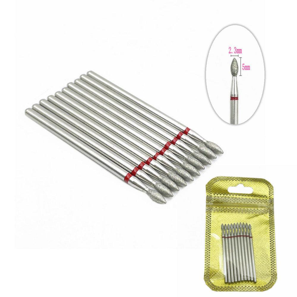 10pcs/pack Nail Drill Bit Polisher Diamond Nail Drills Rotary Bits For Electric Manicure Machine Milling Cutter Burr Nail Art Tool Accessories