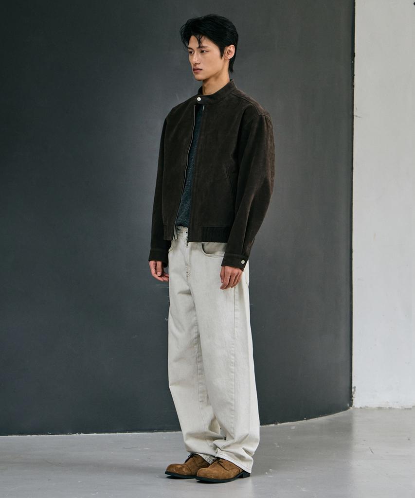 Mood Inside Paneled High Suede Biker Jacket_Brown