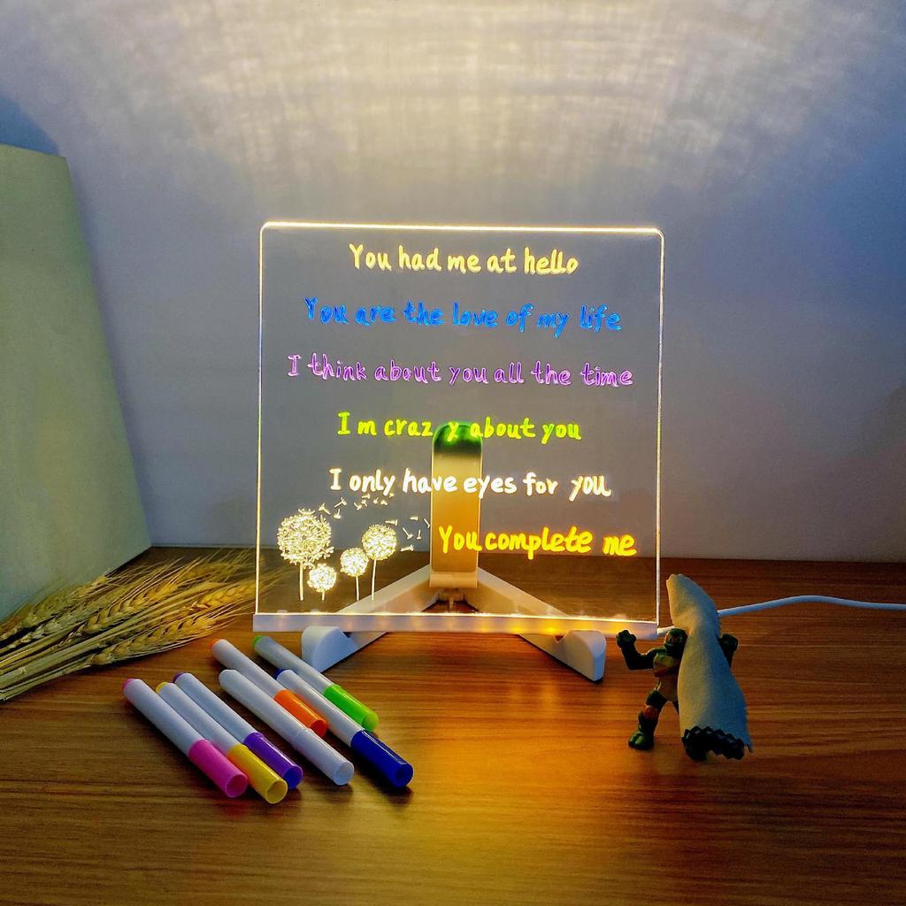 Cross-Border LED Acrylic Night Light - Transparent Desktop DIY Handwriting Message Light