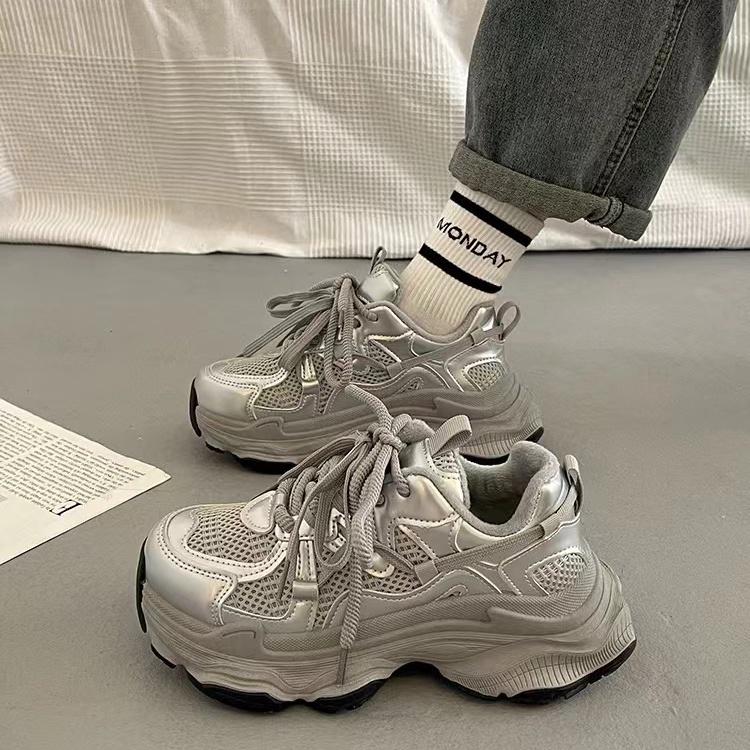 Fashion Chunky Platform Sneakers for Women Spring Fashion Thick Sole Vulcanized Shoes Woman Non Slip Mesh Breathable Casual Sports Shoes