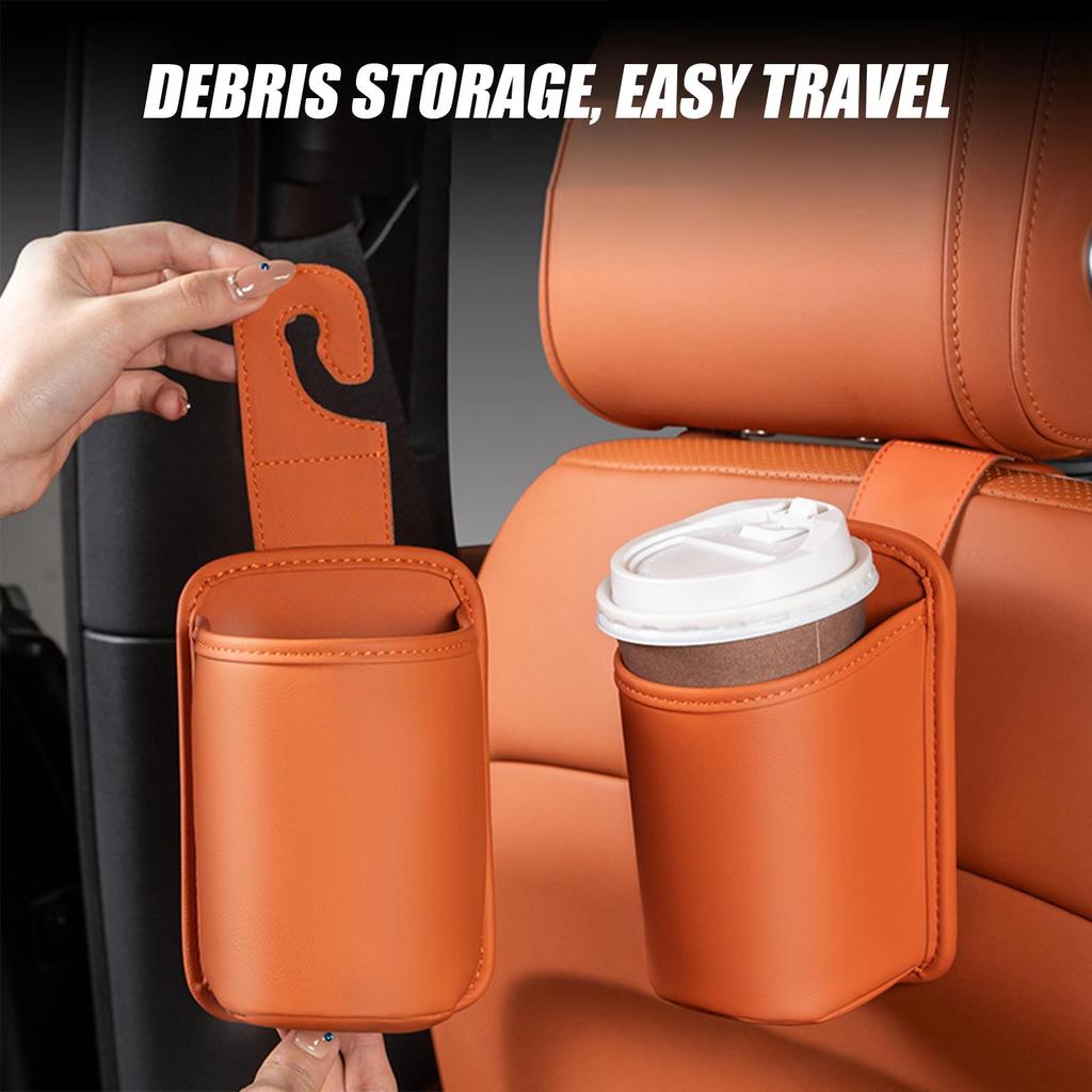 Autositz-Getränkehalter PU Rücksitz-Getränkeaufbewahrungstasche Stoßfest Auslaufsicher Multifunktionale Fahrzeugaufbewahrung für Regenschirm Telefon