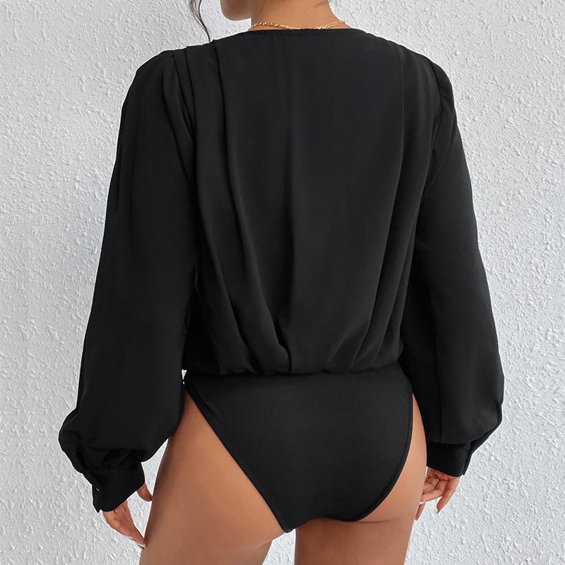 Women's Fashion Casual Solid Color Print Spring Autumn Long Sleeve V-Neck Pullovers & Long Sleeves