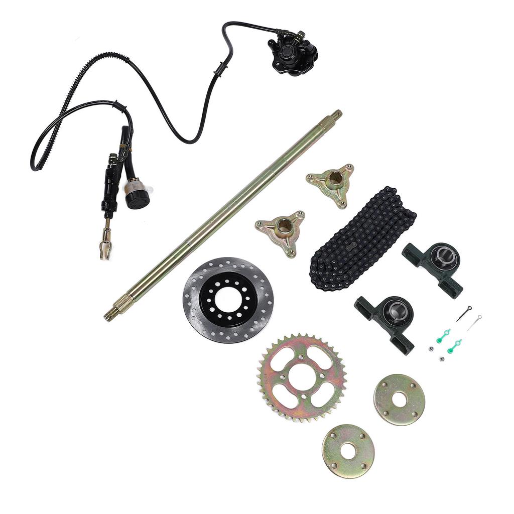 600mm Go Kart Rear Live Axle Kit with Brake Assembly Chain for 50cc 70cc 90cc ATV Quad Bike Drift Trike