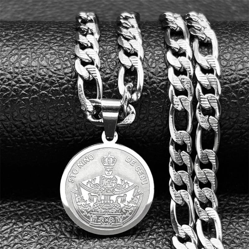 Brazilian Madonna Pendant Necklace for Men Women Stainless Steel Gold Silver Color Virgin Mary Male Chain Necklace Jewelry