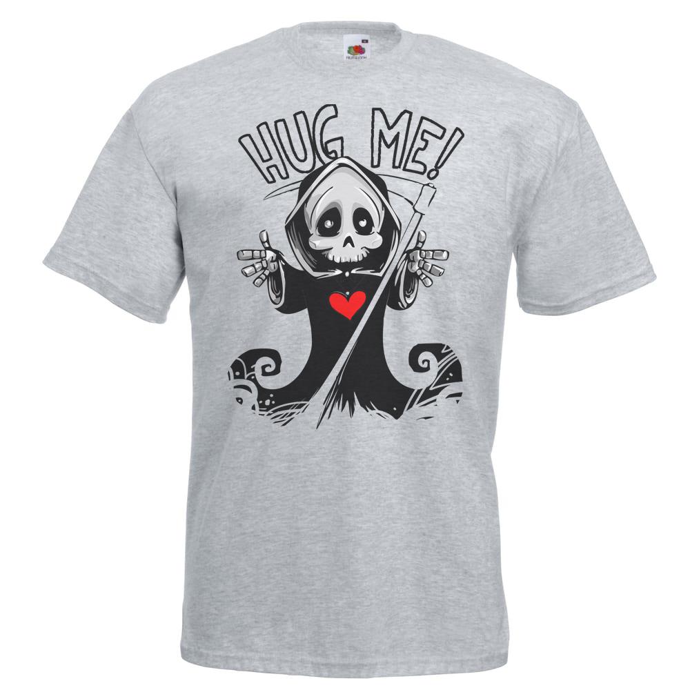 Adults Hug Me Baby Grim Reaper Cute Death Halloween Unisex Grey TShirt 2XL