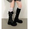 Black High-Top Boots Women'S Autumn Winter Thick Bottom Long Tube Boots Increased Small Short Thick Leg Knight Boots