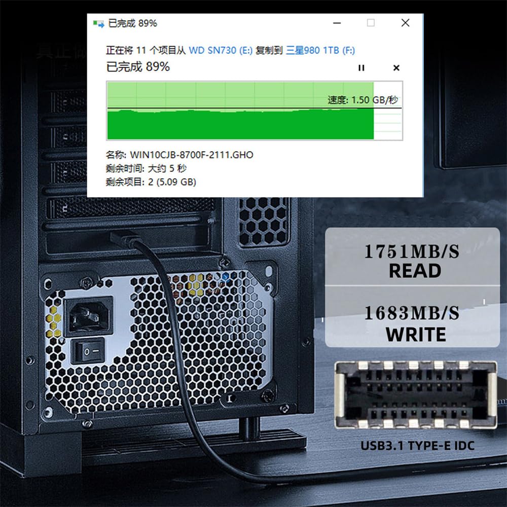 NFHK USB Gen2 20Gbps Front Panel Socket to 4X Express Card Adapter for Desktop Motherboard 3.2 Type-E PCI-E