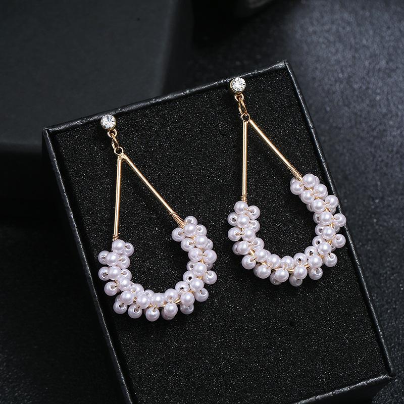 Original fashion personality retro crystal stud earrings female simple temperament versatile long earrings show face thin earrings