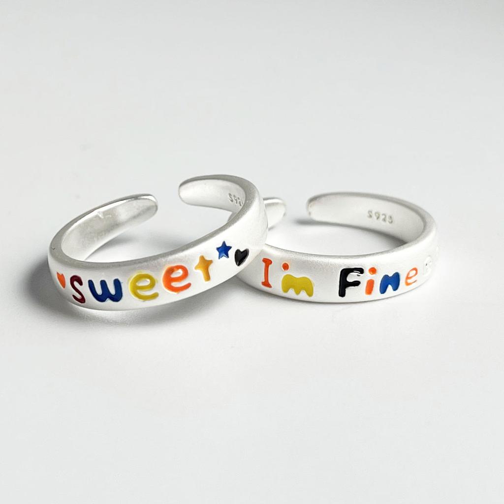 925 Sterling Silver Rings for Women Men Couple Minimalist Handmade Simple Letters Ring Party Jewelry Gift Prevent Allergy