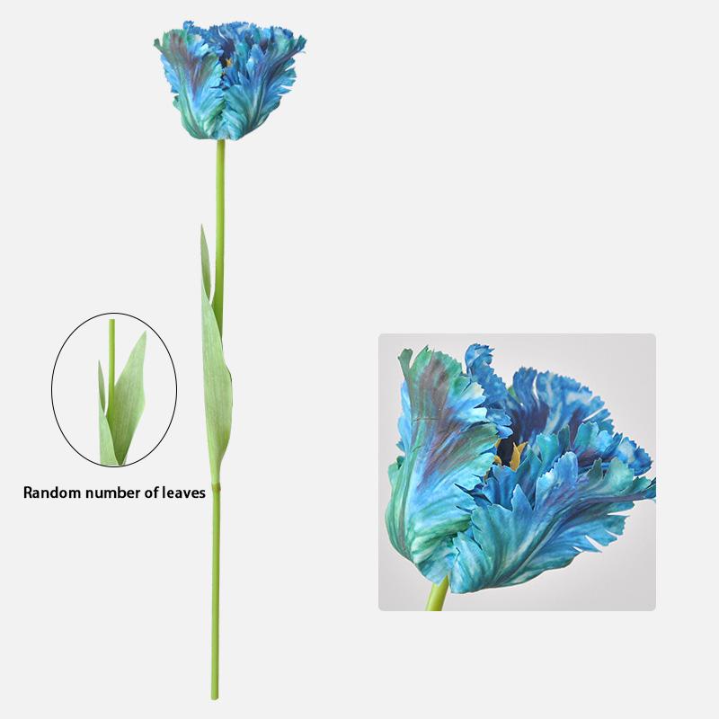 

1шт имитация попугая тюльпан 69см искусственный цветок свадебный декор настоящее прикосновение синий