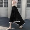 French Style Spring Summer Women Irregular Skirt High Waist Black White Pink Lace Patchwork Skirt Sweet Ruffles Princess Skirts