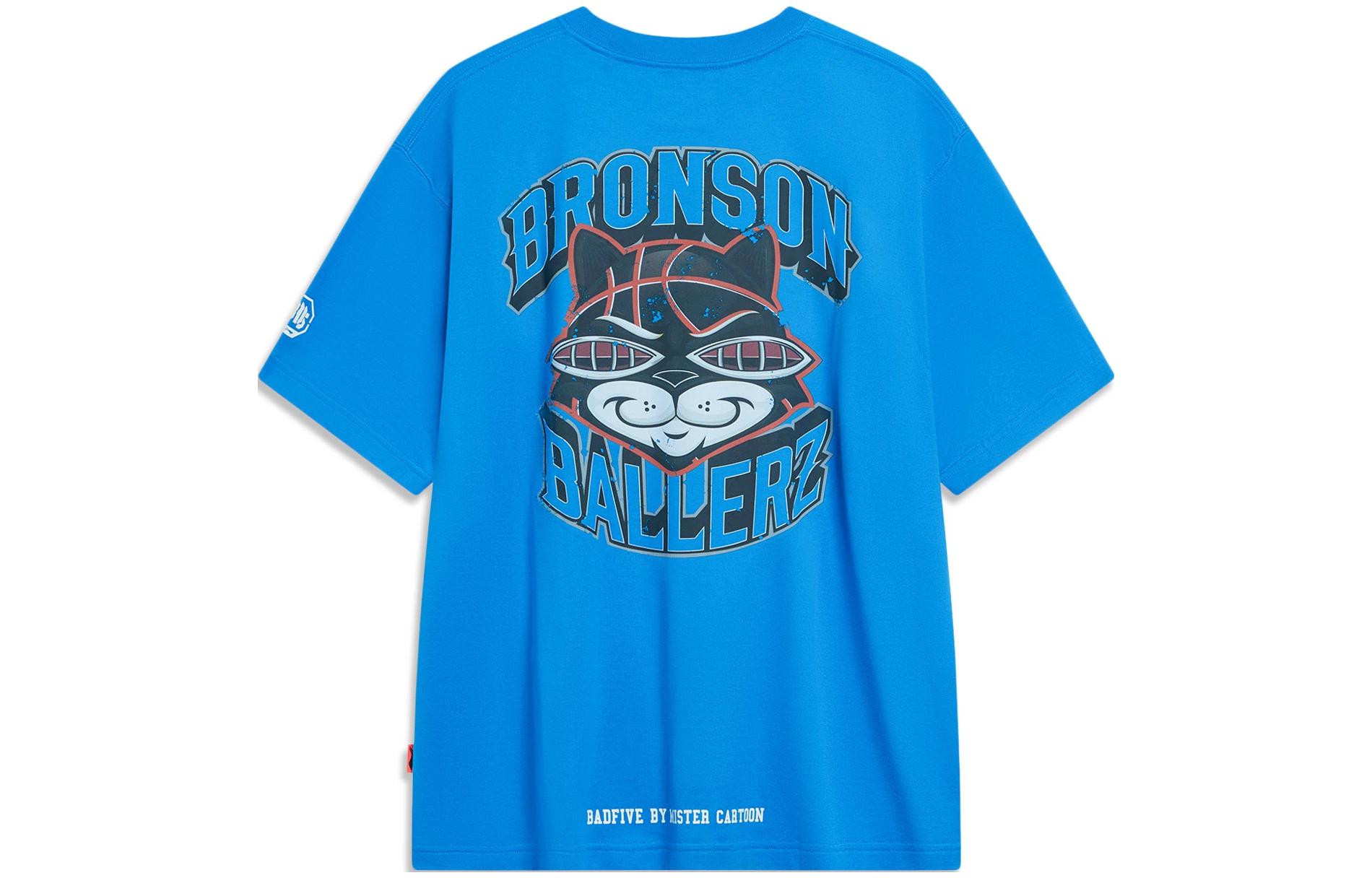 Li Ning x MISTER CARTOON Badfive T Shirt Unisex Dark Bright Blue AHST973-1 L