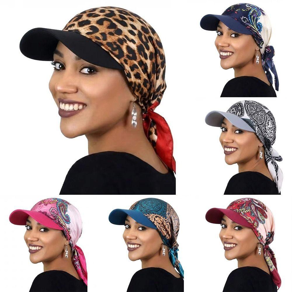 New Satin Paisley Print Hat with Brim Soft Breathable Printed Turban Cap Strapped Design Baseball Cap Casual Wear
